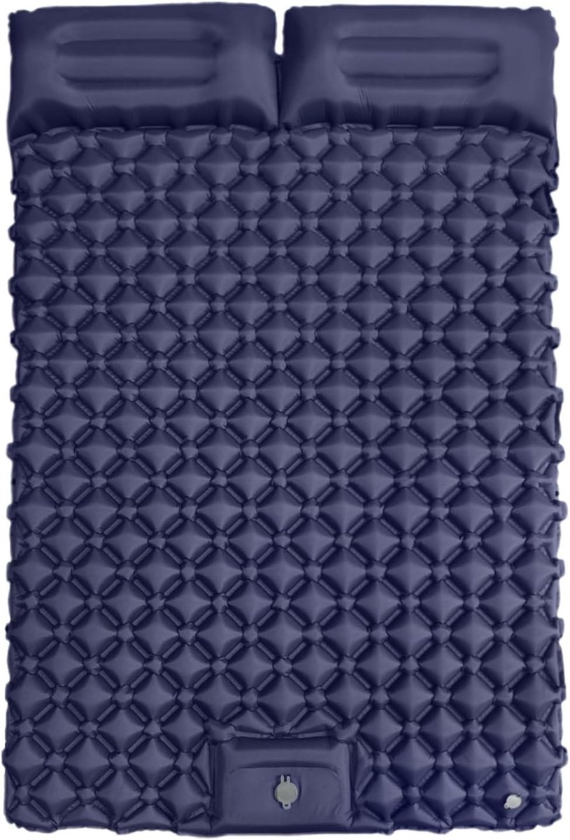 Dubbele Slaapmat - Opblaasbaar Kampeerbed - Outdoor Kamperen - Met Ingebouwde Kussens - 180 x 119 cm - Donkerblauw