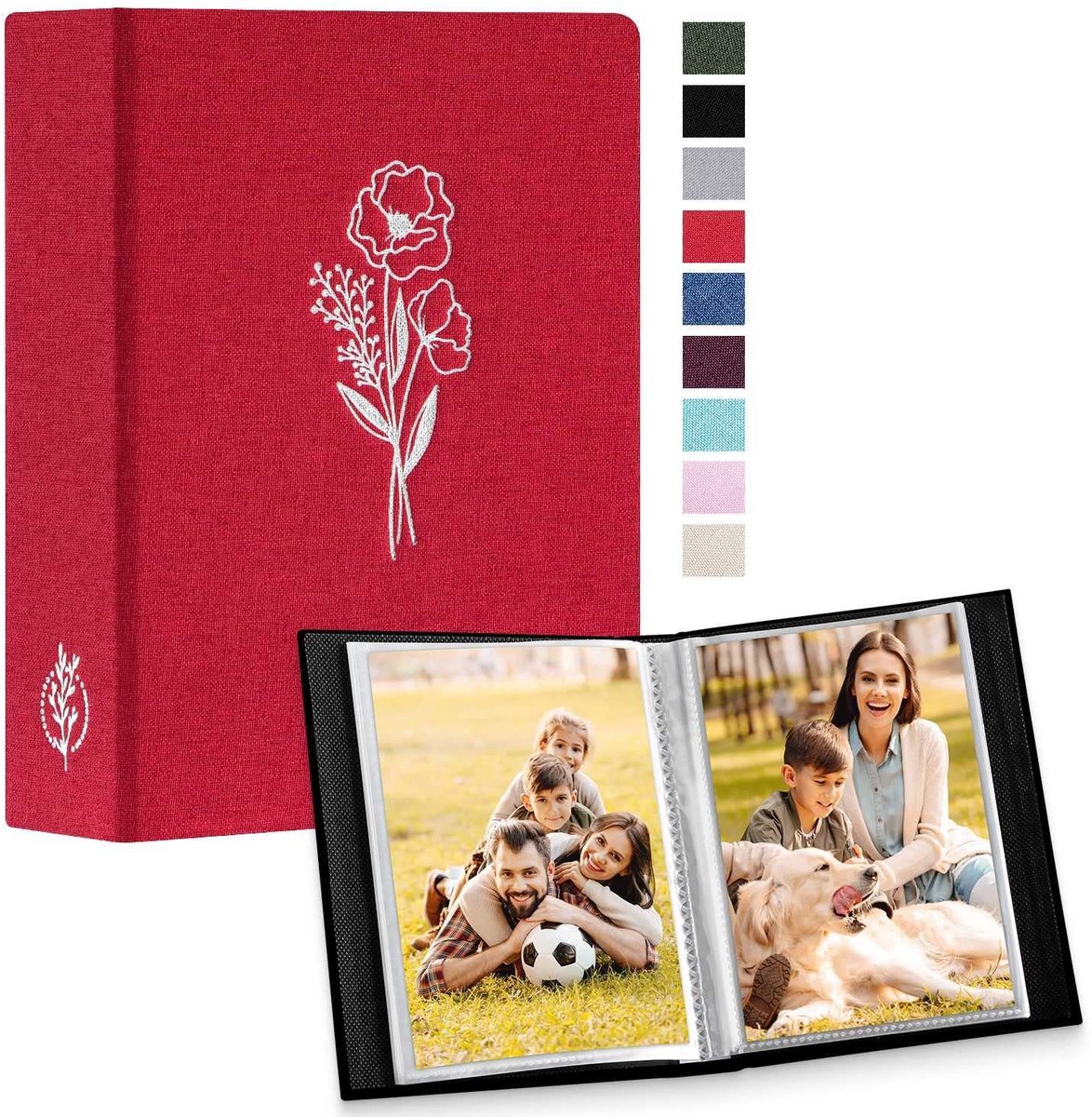 Dailygoods- Fotoalbum 6x4 - Linnen Omslag - 2 Stuks - Insteekvakjes - 100 Foto's - Waterdicht/Zuurvrij - Fotoboek