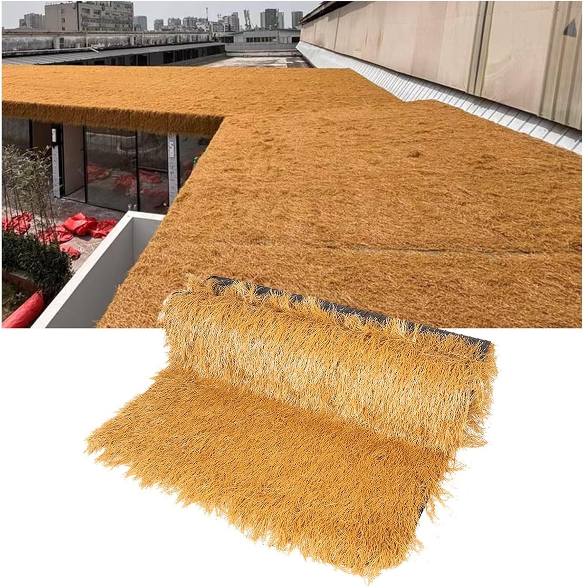 Stro Dak Bedekking - Synthetisch Riet - Decoratieve Afwerking - Brandwerend Vlamvertragend - 1x1 meter - Geel
