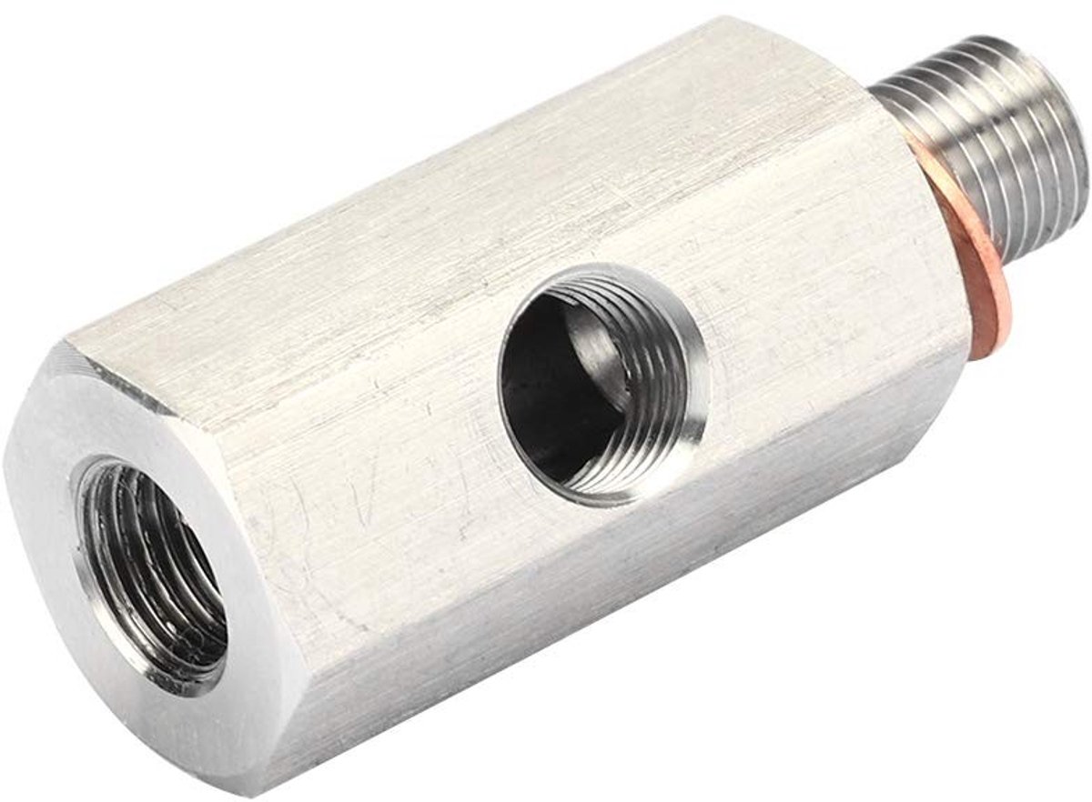 Dailygoods - Oliesensoradapter - 1/8 inch Oliedruksensor T-stuk - Hoogwaardig roestvrij staal - Turbo-olietoevoer - Veilig en duurzaam - Geschikt...