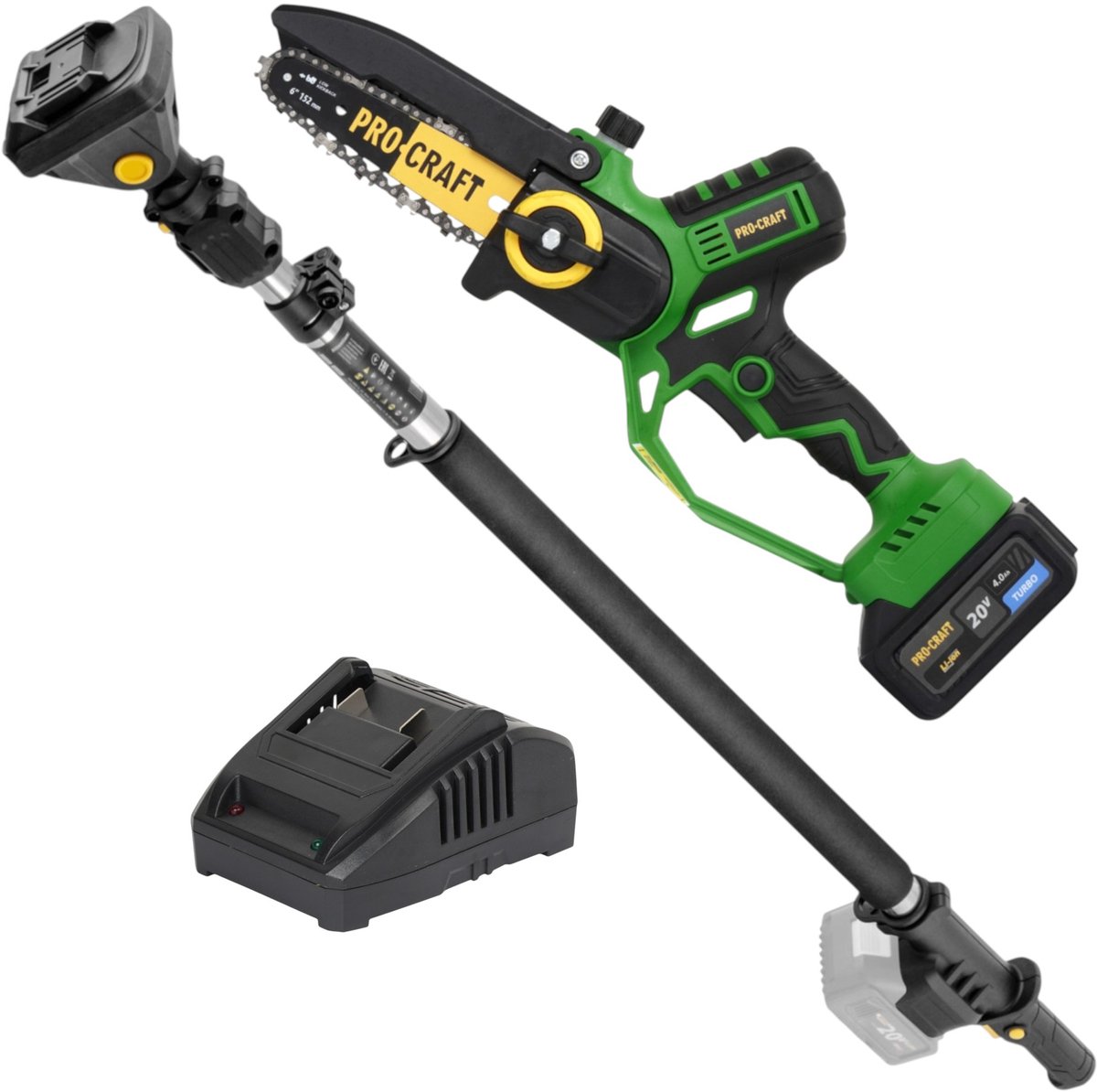 Procraft PKA32Li accu kettingzaag 20 V 203 mm borstelloos + 1x accu 4,0 Ah + oplader + koffer