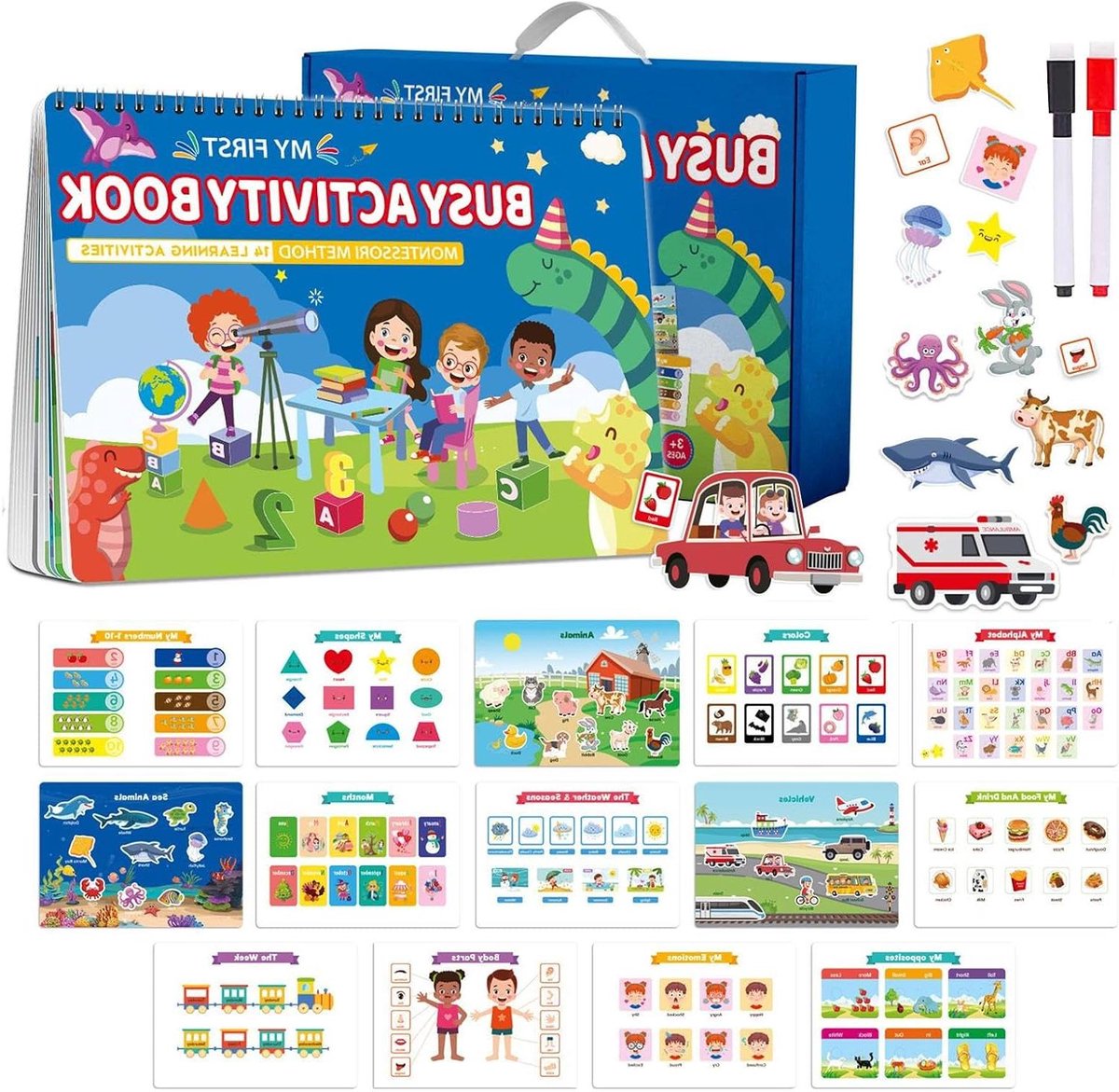 Kinder Activiteitenboek - Educatief Boek Peutere - Vroeg Leren - Dubbellaags Ontwerp - 29x215x3cm - Multicolor