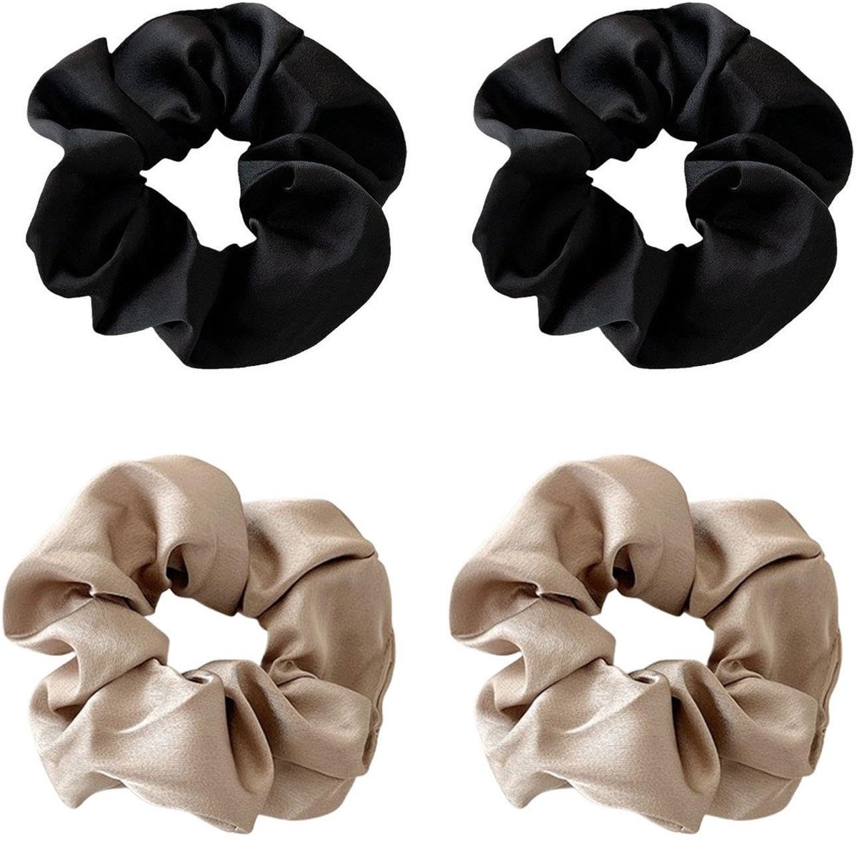 Dailygoods- Haartouw 4 Stuks - Zijden Haarband - Elastische Haarband - Retro Haarband - Comfortabele Materialen - Unieke Maat