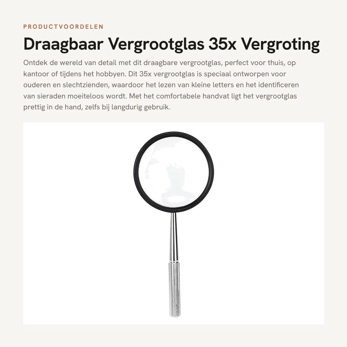 Dailygoods - Draagbaar Vergrootglas - 35x Vergroting - Handvat voor Comfort - Ideaal voor Senioren - Slechtzienden - Voor Lezen en Repareren