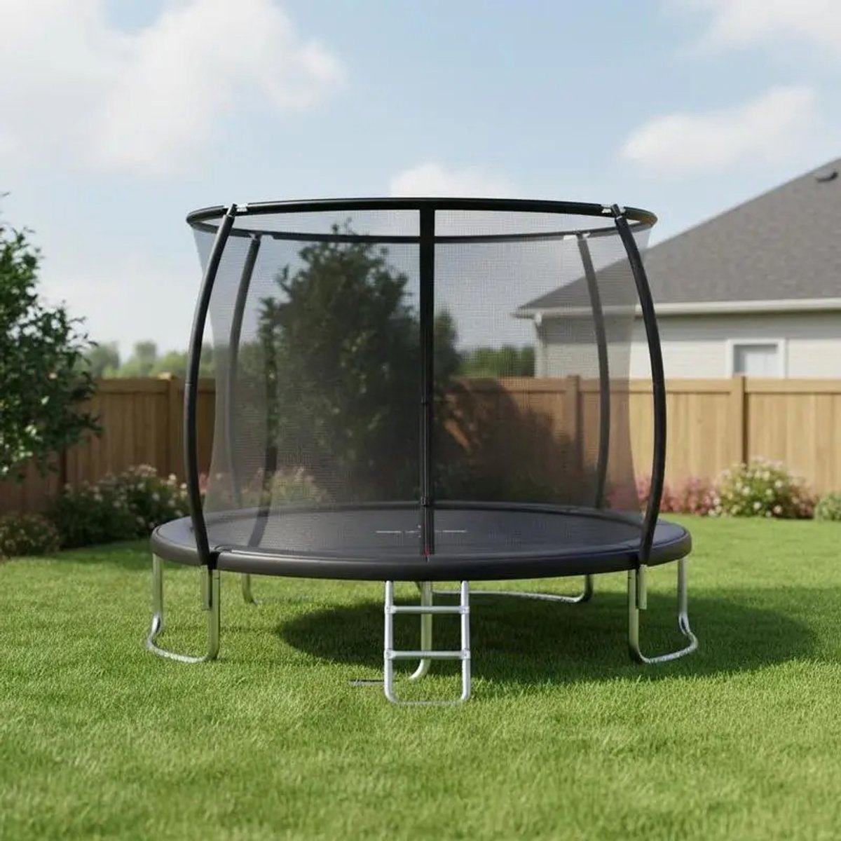 Dailygoods Robuuste recreatieve trampoline voor buitengebruik met veiligheidsnet - zwart