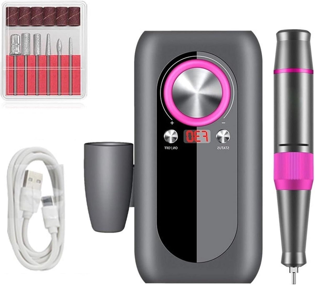 Elektrische Nagelboor - Manicure Apparaat - Nagels Vormgeven - 30000 RPM Snelheid - 35W Vermogen - Grijs