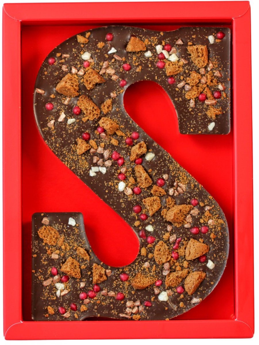 Lindy's Pure Chocoladeletter S - Topped met Pepernoten & Framboos - 200 gram