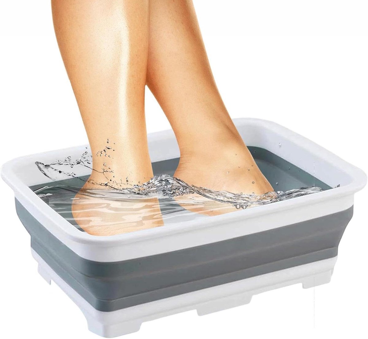 Opvouwbaar Voetbad - Draagbare Voetenwasser - Voeten Reinigen - Ruimtebesparend Ontwerp - 38 cm - Witgrijs