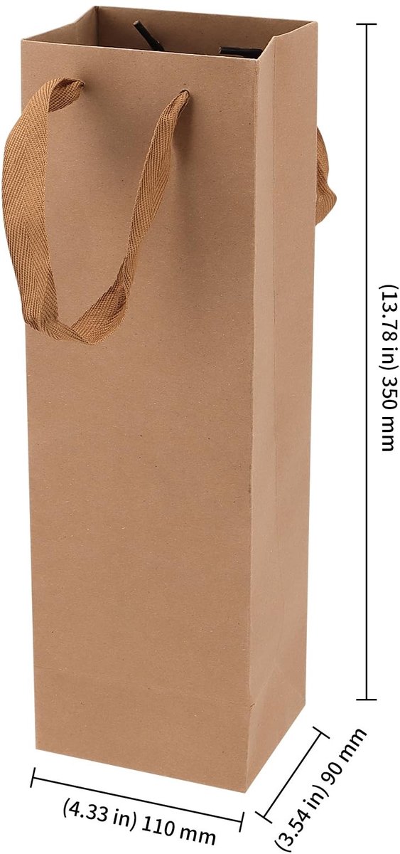 Dailygoods- Wijnzakken 40 Stuks - Kraftpapier - Wijnfles Geschenkzakken - Handgrepen - Stevig en Duurzaam - 11 x 9 x 35 cm - Geschenktas