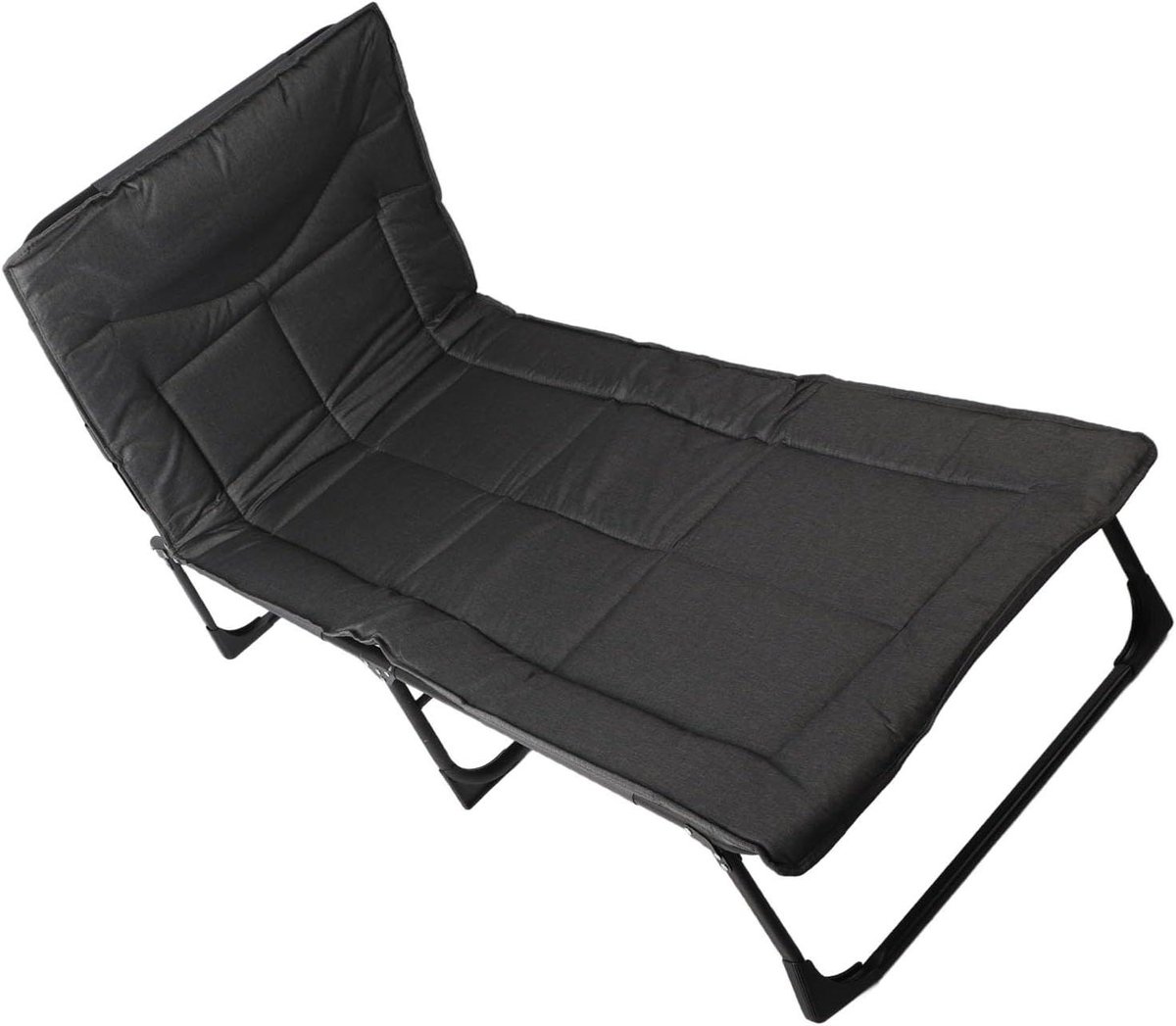Opvouwbaar bedje - Kampeerbedje comfort - Ontspannen buiten - Verstelbare rugleuning - 74 x 69 x 20 cm - Grijs