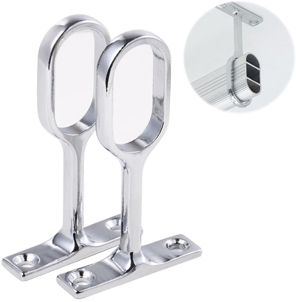 Dailygoods- Kaststanghouder - Plafondhouder - Ronde Buishouder - Kledingstang - 16 mm - 2 Stuks - Roestvrij Staal - Garderobestang