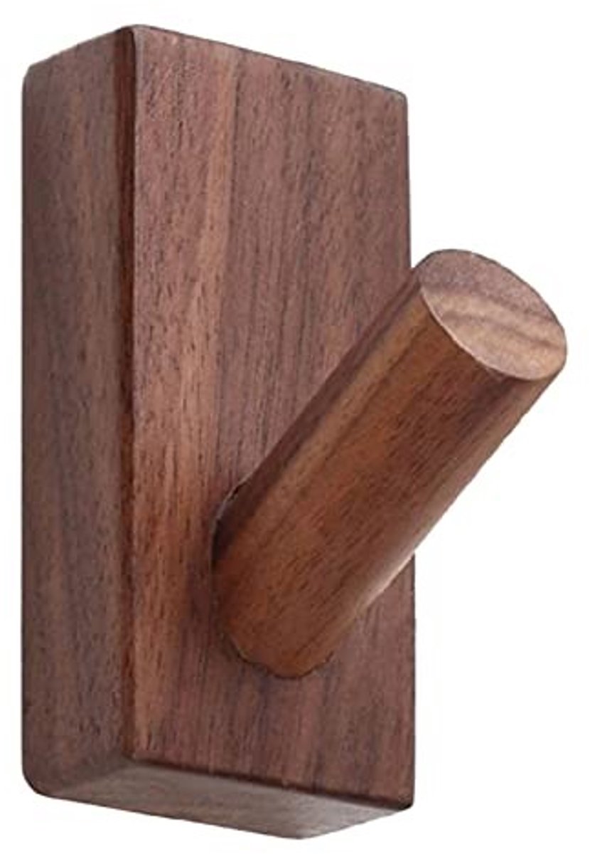 Dailygoods- Muurhaak Houten - Wandhaak Zwart Walnoot - Wandmontage - Kapstok - Opbergruimte - Milieuvriendelijk Materiaal