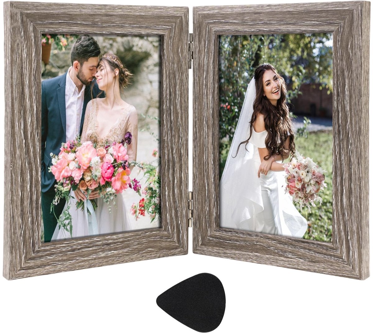 Dailygoods- Fotolijst Dubbel 10 x 15 cm - Inklapbare Fotolijst - Houten Fotolijst - Robuust en Duurzaam - Plexiglas - Opvouwbaar 180° - Collagefotolijst
