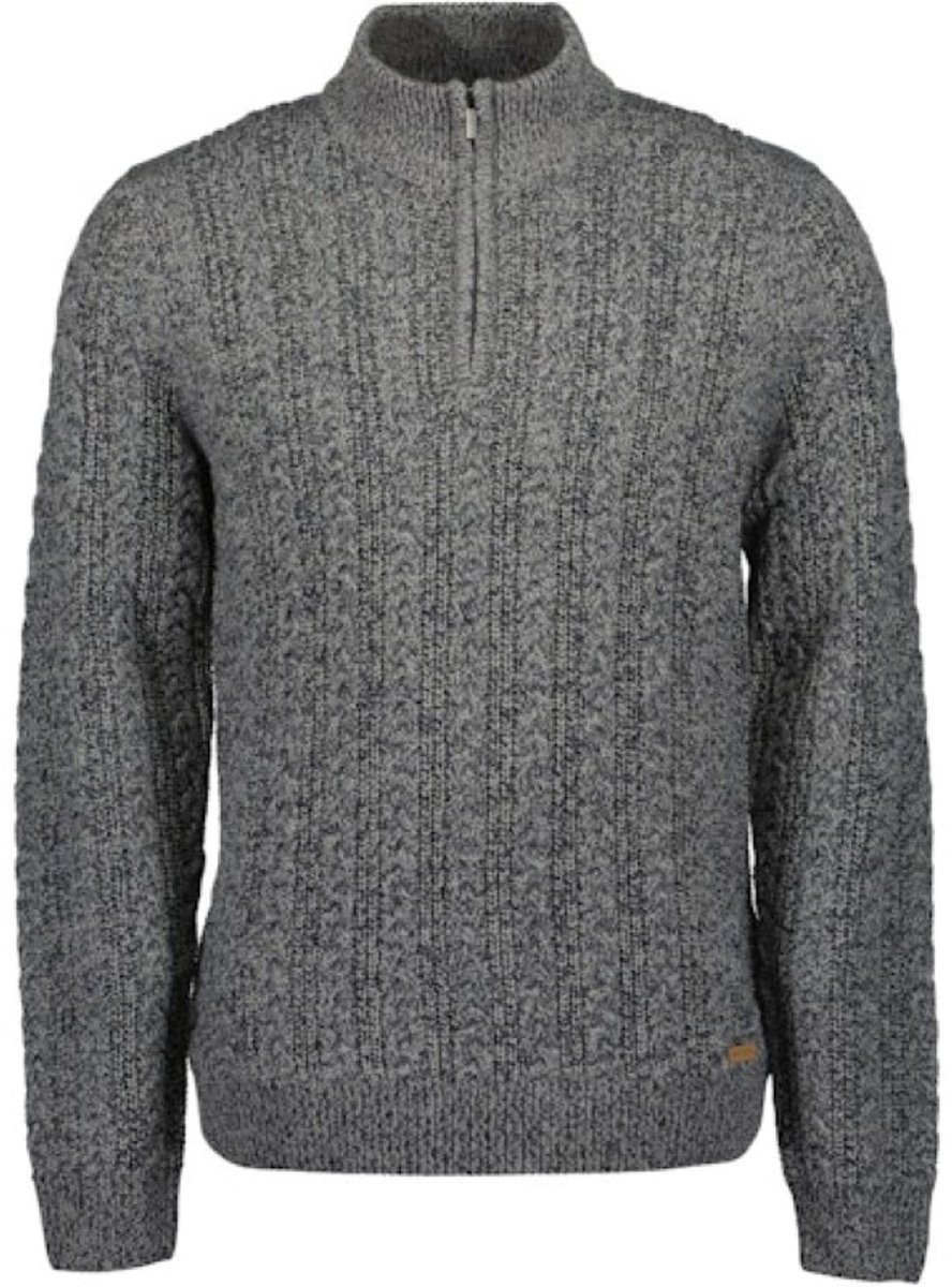 Blue Seven - heren - Trui 376546 grijs opst. Kraag korte rits S