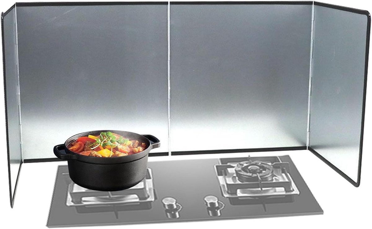 Spatbescherming Keuken Vetvanger Spatscherm Schoon Koken Inklapbaar Ontwerp 40 x 30 cm Zilver