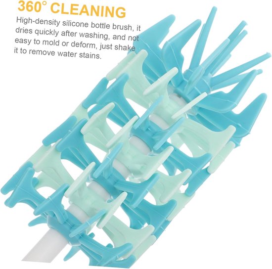 Flessenreinigingsborstel - Babyfles Borstel - Flessen Schoonmaken - Siliconen met Lange Steel - 32 cm - Blauw — afbeelding 5