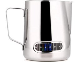 Melkopschuimer Kan - Koffie Schenkkan - Latte Art Maken - Ingebouwde Thermometer - 600ml Capaciteit - Blauw