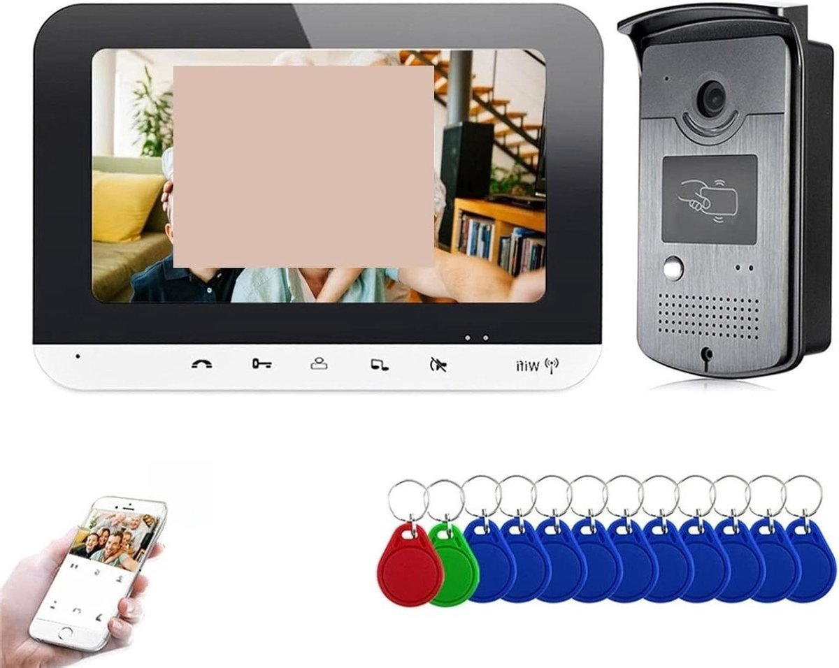 Video Deurintercom - Beveiligingssysteem - Toegang Controleren - 7-inch Kleurenscherm - 10 Gram - Wit
