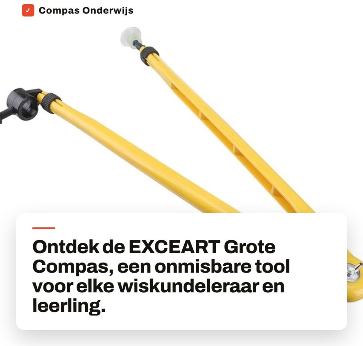 Dailygoods- Tekencompas Professioneel - Grote Formaat - Onderwijs Tool - Lichtgewicht - Schokbestendig - Geschikt voor Whiteboard - Tekeninstrument