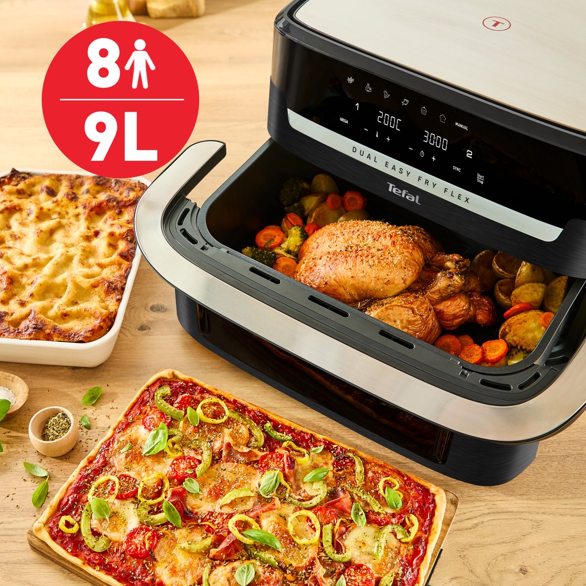 Tefal Dual Easy Fry Flex EY9228 Airfryer met 2 Lades - Product - €159,00