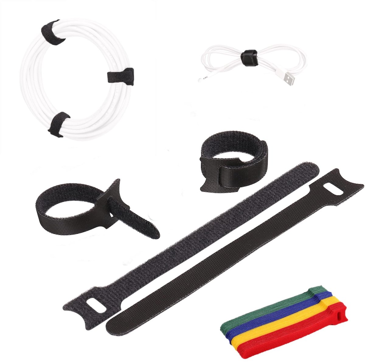 Dailygoods - Set van 60 Herbruikbare Kabelbinders voor Kabelbeheer