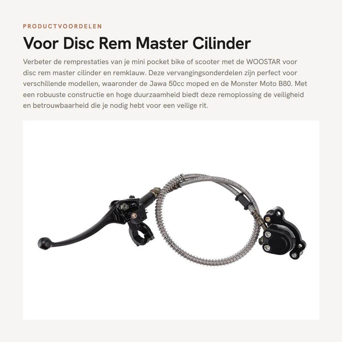 Dailygoods- Remklauw Vervangingsset - Remklauw voor 43cc/49cc Mini Pocket Bike - Schokbestendig - Duurzaam - Eenvoudig te installeren - Slanglengte 600mm - Rempomp