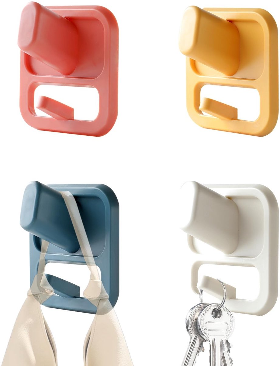 Dailygoods- Zelfklevende Haken 4 Stuks - Waterdichte Haken - PP-Materiaal - Kapstokhaken - Stokhaken - Eenvoudig te Installeren - Haak
