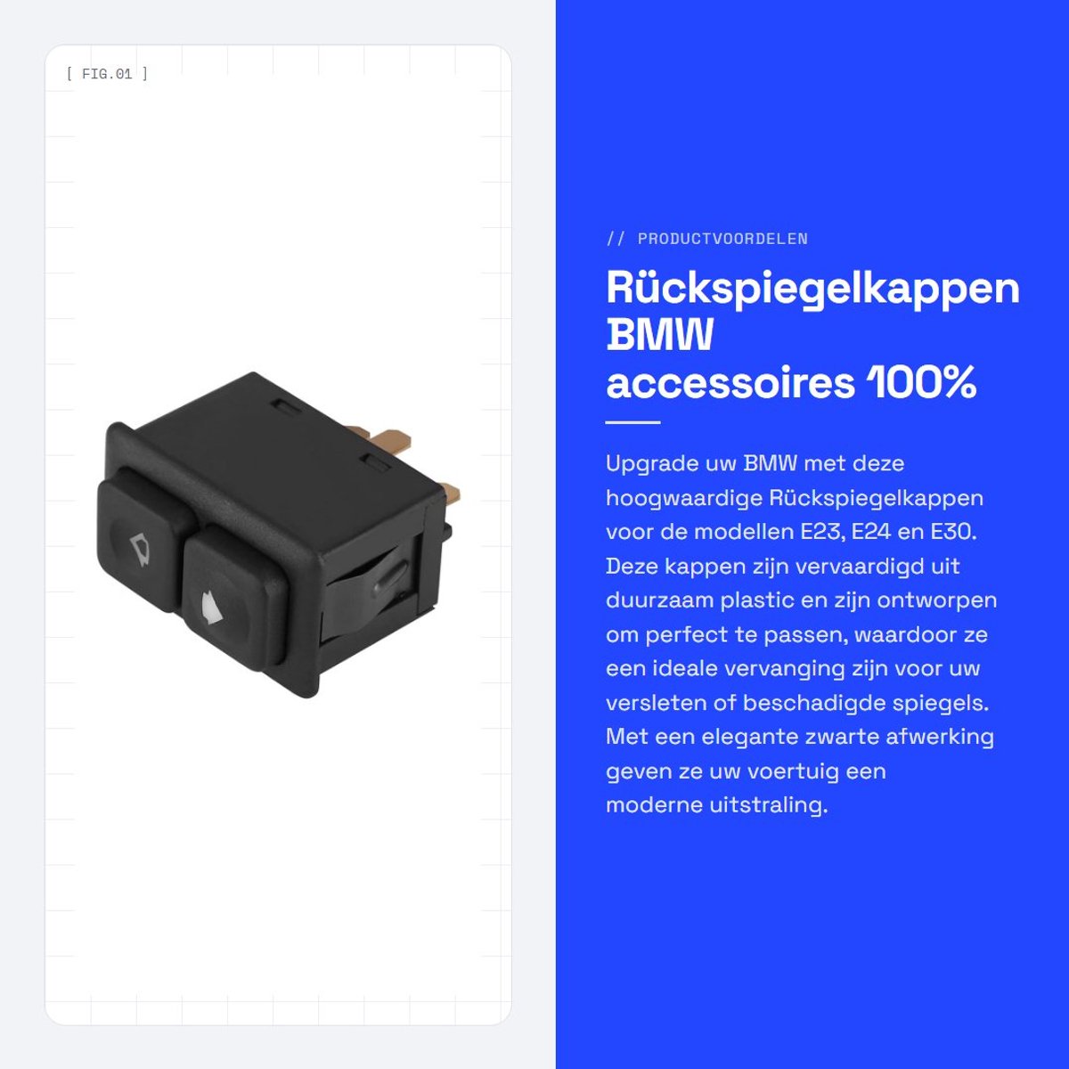 Dailygoods - Rückspiegelkappen - BMW accessoires - 100% Nieuw - Zwart - Spiegelkap set - Geschikt voor E23 E24 E30