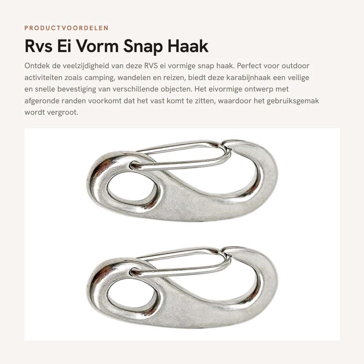Dailygoods- Snaphaak Eivormig Ontwerp - Karabijnhaak RVS - Musketonhaak Sleutelhanger - Karabijnhaak met Klikdeur - 30mm/100mm - Voor Outdoor Activiteiten