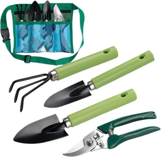 Tuingereedschap Set - Tuinbenodigdheden Handgereedschap - Grond Losmaken Snoeien - Roestvrij Staal - 5 Delig - Groen — afbeelding 5