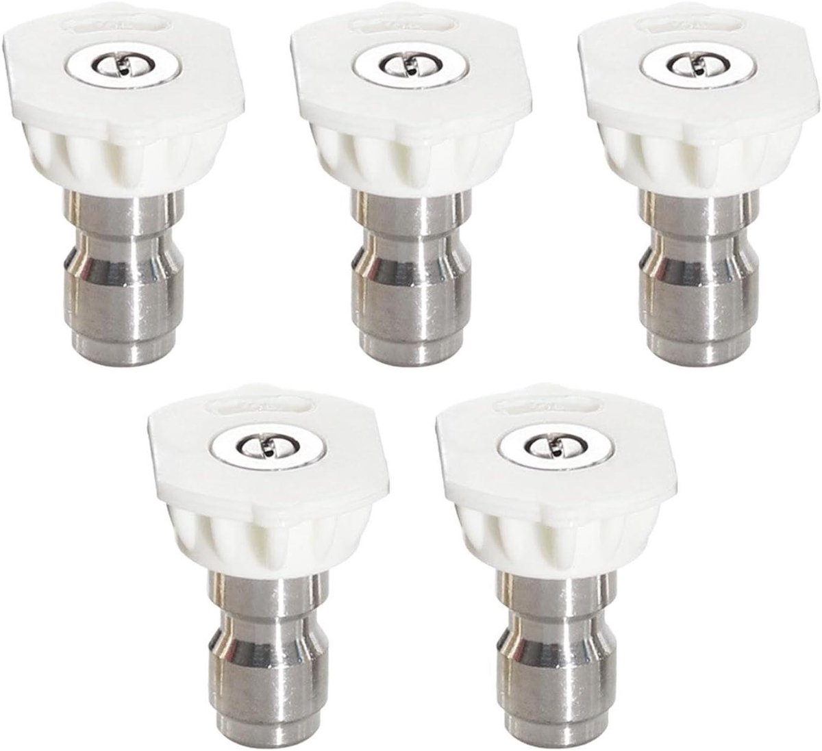 Hogedrukreiniger Mondstuk - Reinigingskop - Krachtig Reinigen - 5-delige Set - 1/4 Inch - Zilver