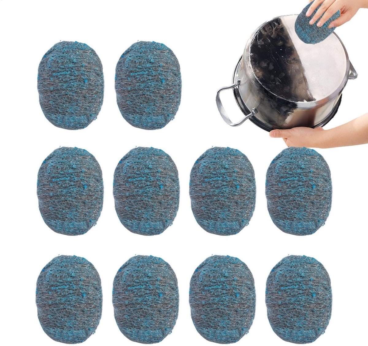 Dailygoods- Schuurpads 10 Stuks - Staalwol/Zeep Pads - Duurzaam Ontwerp - Krachtige Reiniging - Herbruikbaar - Voor Kookgerei - Schoonmaaksponzen