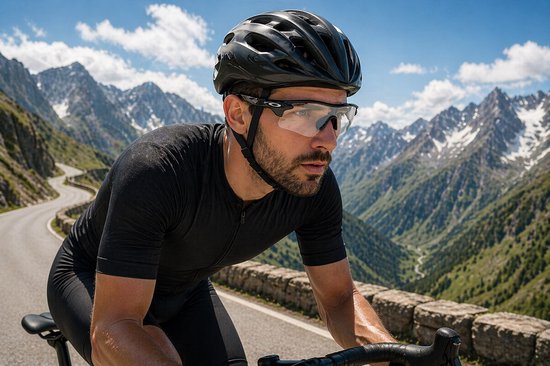 Fietsbril Met Hoes - Sportbril - Racefiets - Mountainbike - MTB - Sport Fiets Bril| Zonnebril - UV Bescherming - Zwart - Transparante Lens van Merkloos — afbeelding 2