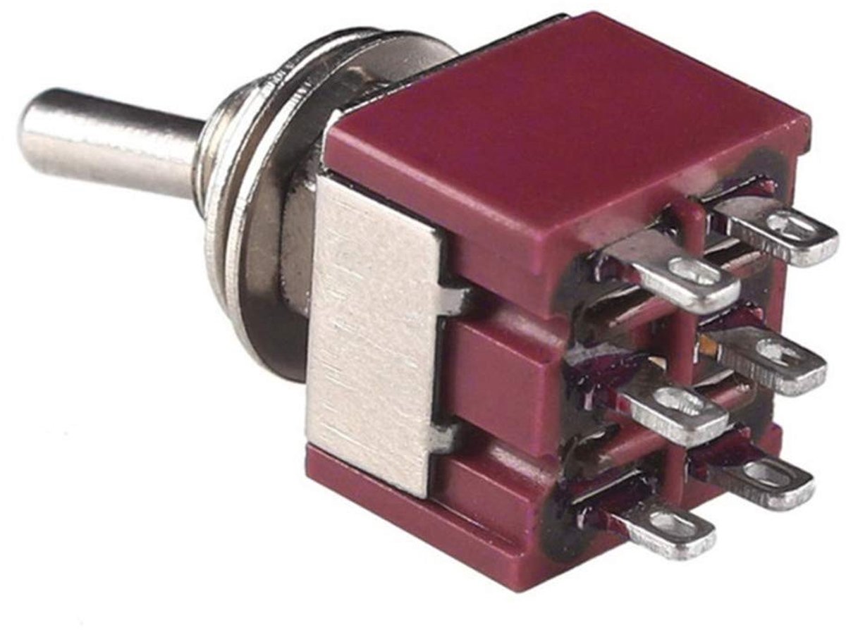 Dailygoods - Miniature Rocker Switch - ON/ON DPDT - 6 Pin - Panelmontage - Betrouwbaar en duurzaam - Geschikt voor elektrische toepassingen - Compact