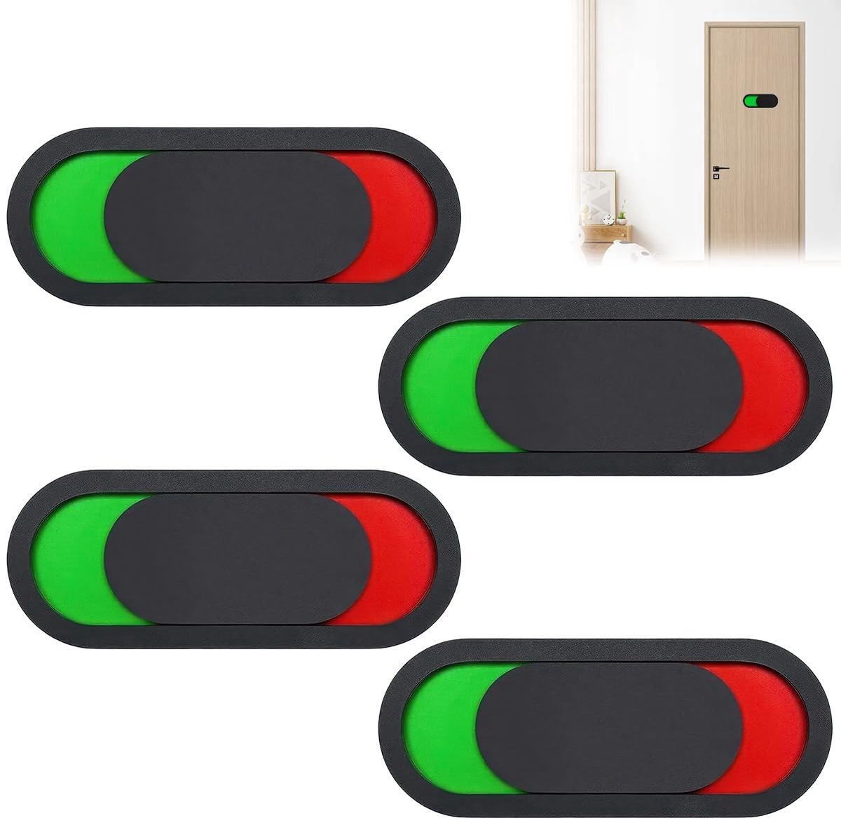 Dailygoods- Privacy Bordje Set van 4 - Acryl Deurbordjes - Bezet/Vrij Teken - Zelfklevend - Waterdicht - Geschikt voor Badkamer/Kantoor - Deurbordje