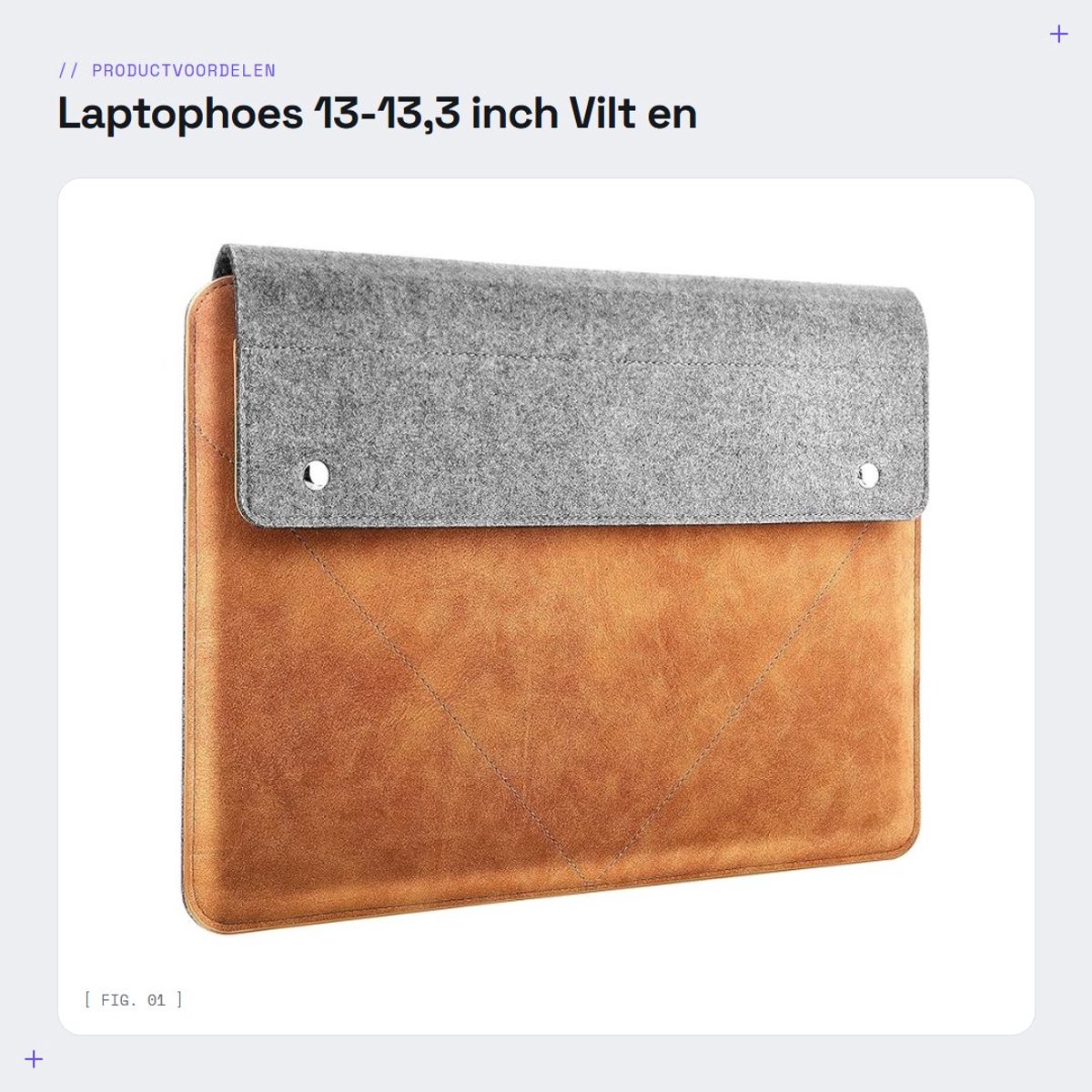 Dailygoods - Laptophoes 13-13,3 inch - Vilt en PU-leer - Elegante bescherming - Grijs en bruin - Geschikt voor Macbook Pro en iPad Pro - Luxe design