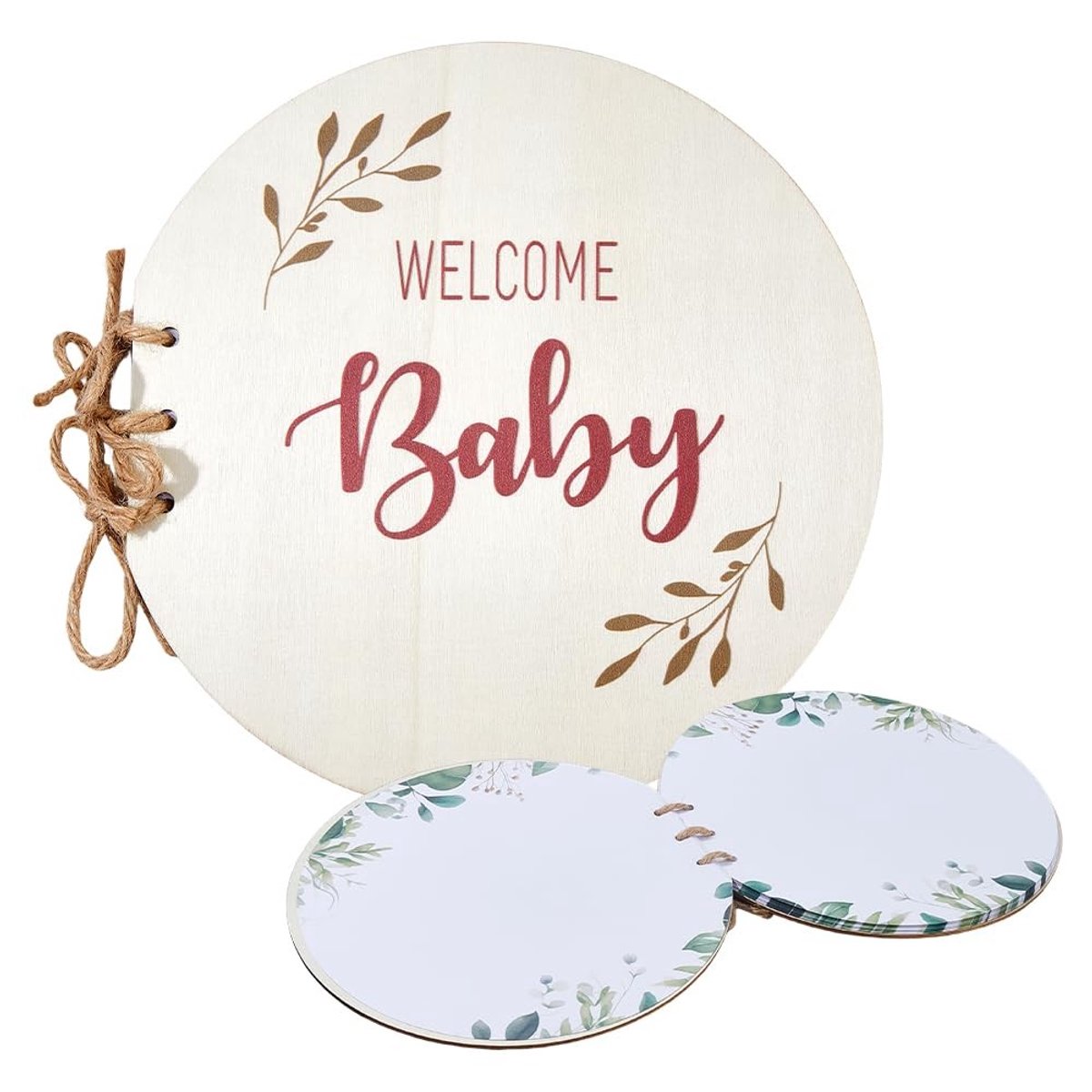 Dailygoods- Gastenboek uniek ontwerp - Gastenboek babyshower - Welkomstboek pasgeborenen - 35 pagina's - Compact formaat - Bloemenwitte achtergrond - Herinneringenboek