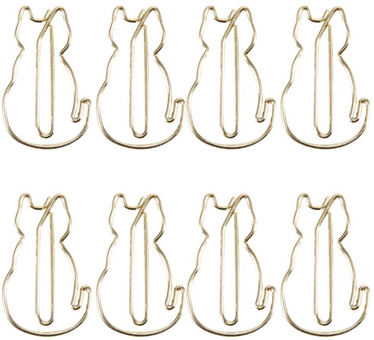 Dailygoods- Paperclips Katvormig - 12 Stuks - Versterkt Metaal - Roestbestendig - Uniek Ontwerp - Bureaubenodigdheden - Kantoorbenodigdheden
