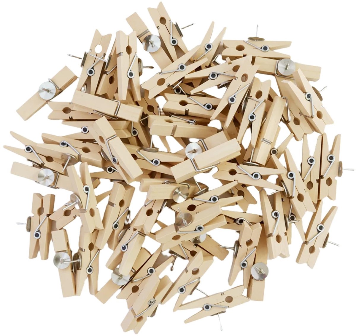 Dailygoods- Houten Knijpers 110 Stuks - Duurzaam - Houten Klemmen - Mini Knijpers - Herbruikbaar - Eenvoudig te Bevestigen - Wasknijpers