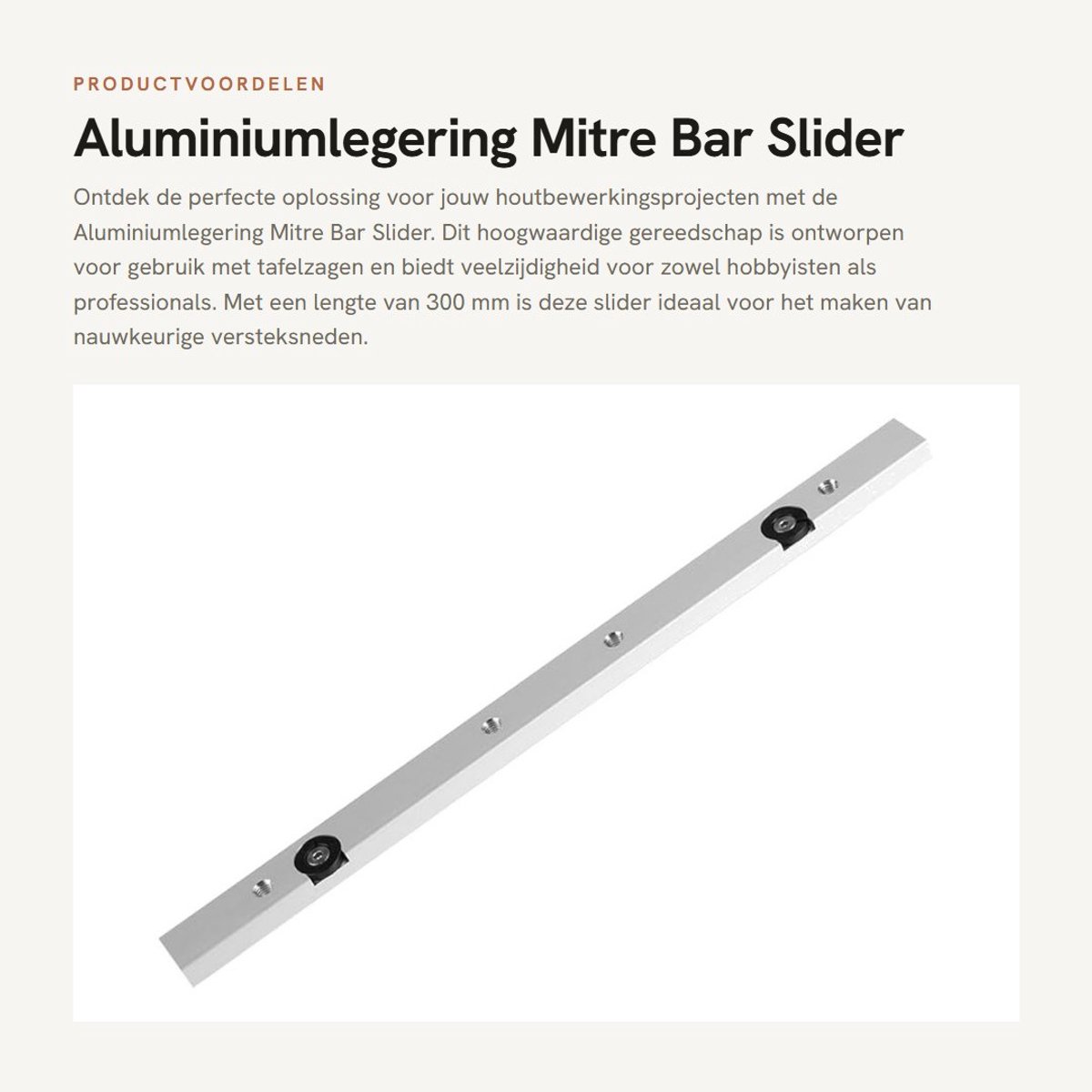 Dailygoods- Mitre Bar 300 mm - Aluminiumlegering - Duurzaam Gereedschap - Nauwkeurige Sneden - Eenvoudige Montage - Glad Glijden - Verstekgeleider