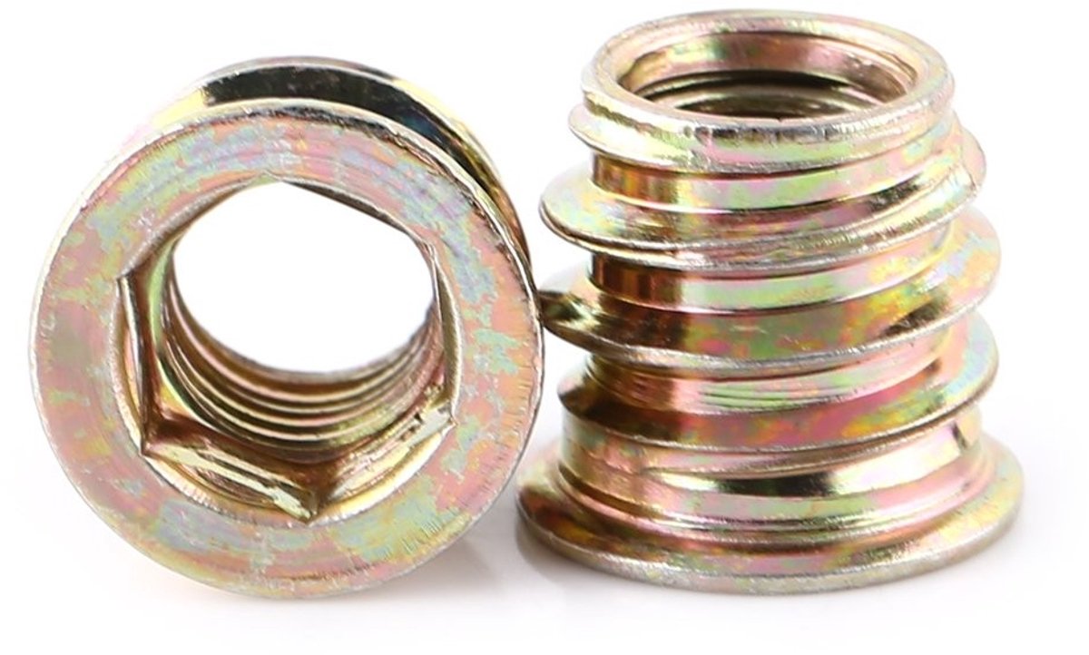 Dailygoods- Schroefdraad Insert 20 Stuks - Insteekmoeren - Zeskantige Steekadapter - Koolstofstaal - Duurzaam - Voor Houten Meubels - Insteekmoer