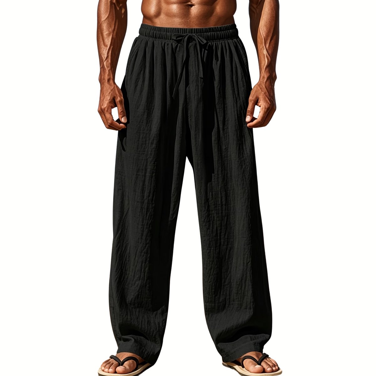 Currero Linnen Broek Heren - Zomerbroek - Volwassenen - Lange Broek - Pantalon - Strandbroek - Zomer - Ibiza Stijl - Zwart M