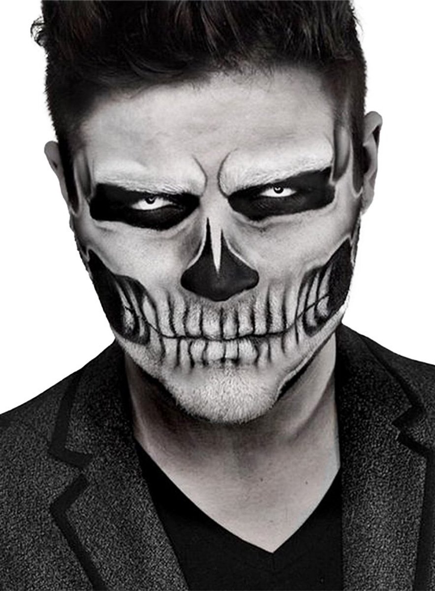 Skeleton Boy gezicht plaktattoo - Carnaval Halloween