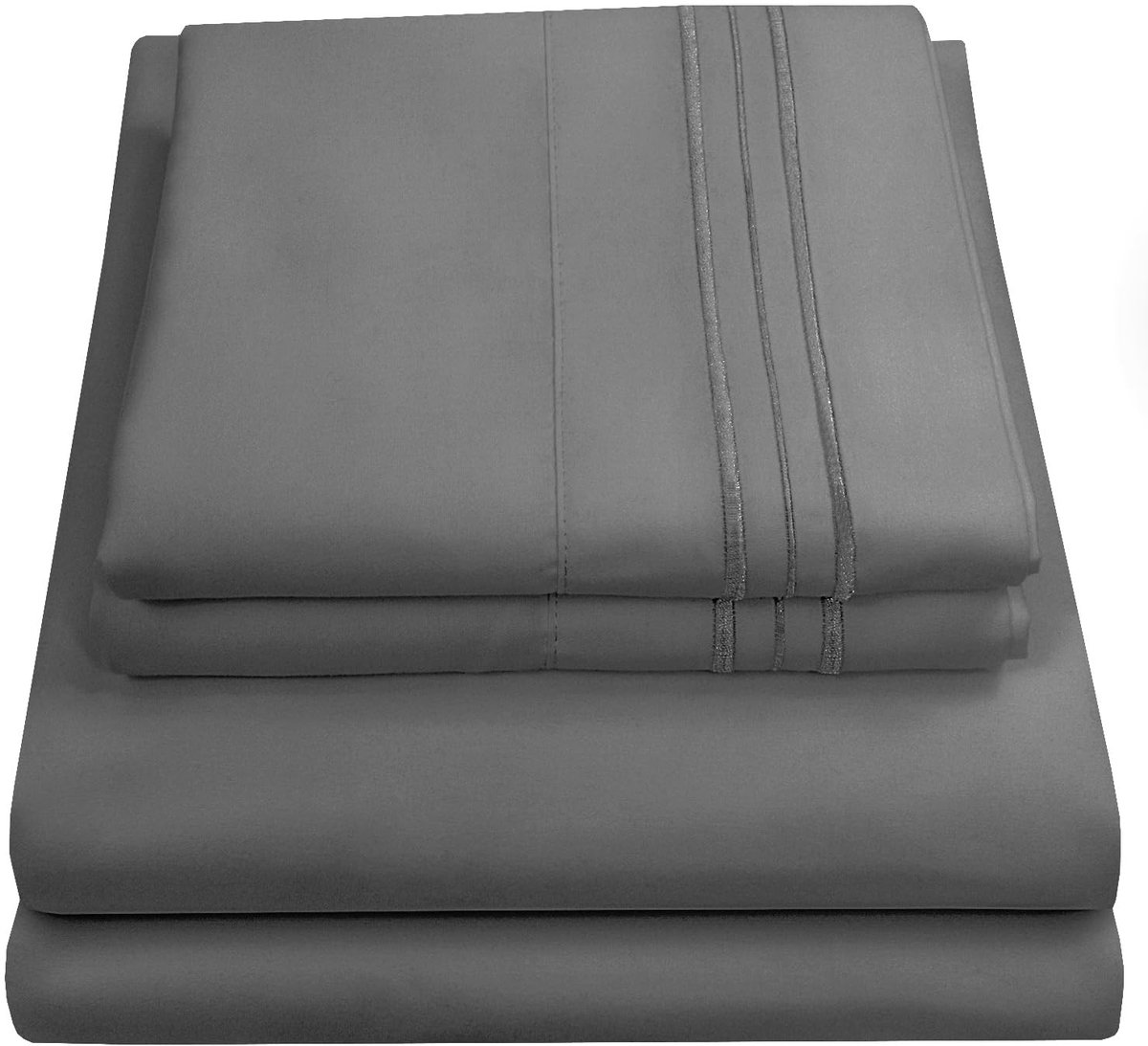 Solidchoice - Luxe Flat Laken Set met Fitted Sheet en 2 Kussenslopen Microfiber Grijs Queen