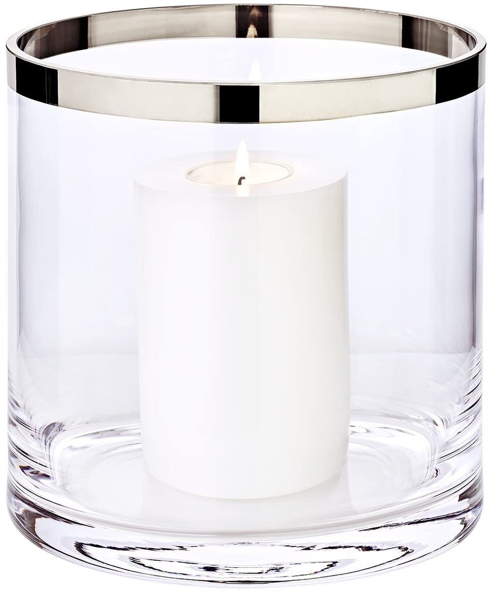 Solidchoice - Handgeblazen Kristallen Lantern 18 cm met Platina Rand
