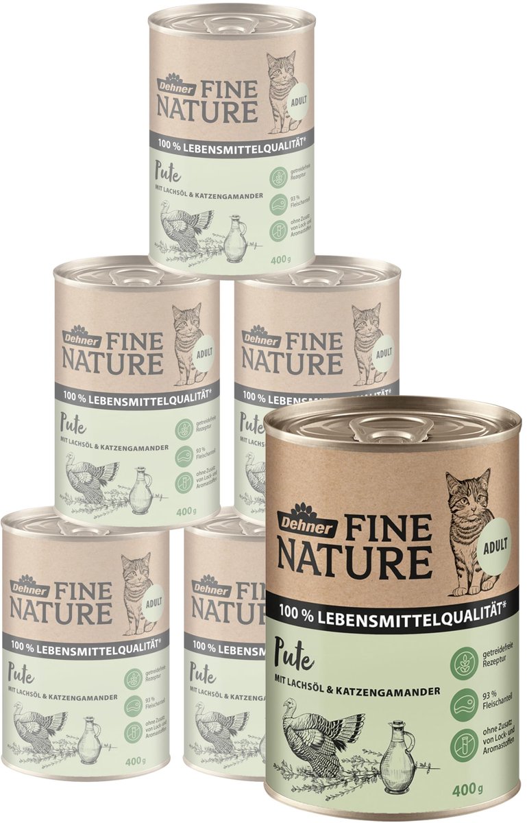 Solidchoice - Graanvrije Natvoeding voor Volwassen Katten met Kalkoen, 6 x 400 g