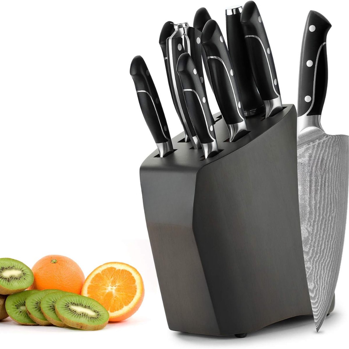 Zavio® Messenset met Blok - Messensets - Messenblok - Koksmessen - Keukenmessen Set - Zwart
