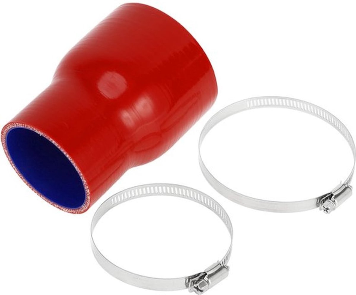 Silicone Slang 3.50"/2.75" ID - 5" Lengte - 4-Laags - 5mm Dikte - Hoge Temperatuur Weerstand - Blauw/Rood - Koelslang