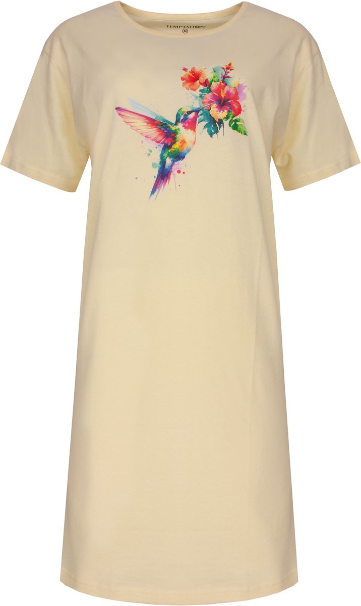 Temptation Dames Big Shirt - korte Mouwen - Geel - Maat XL