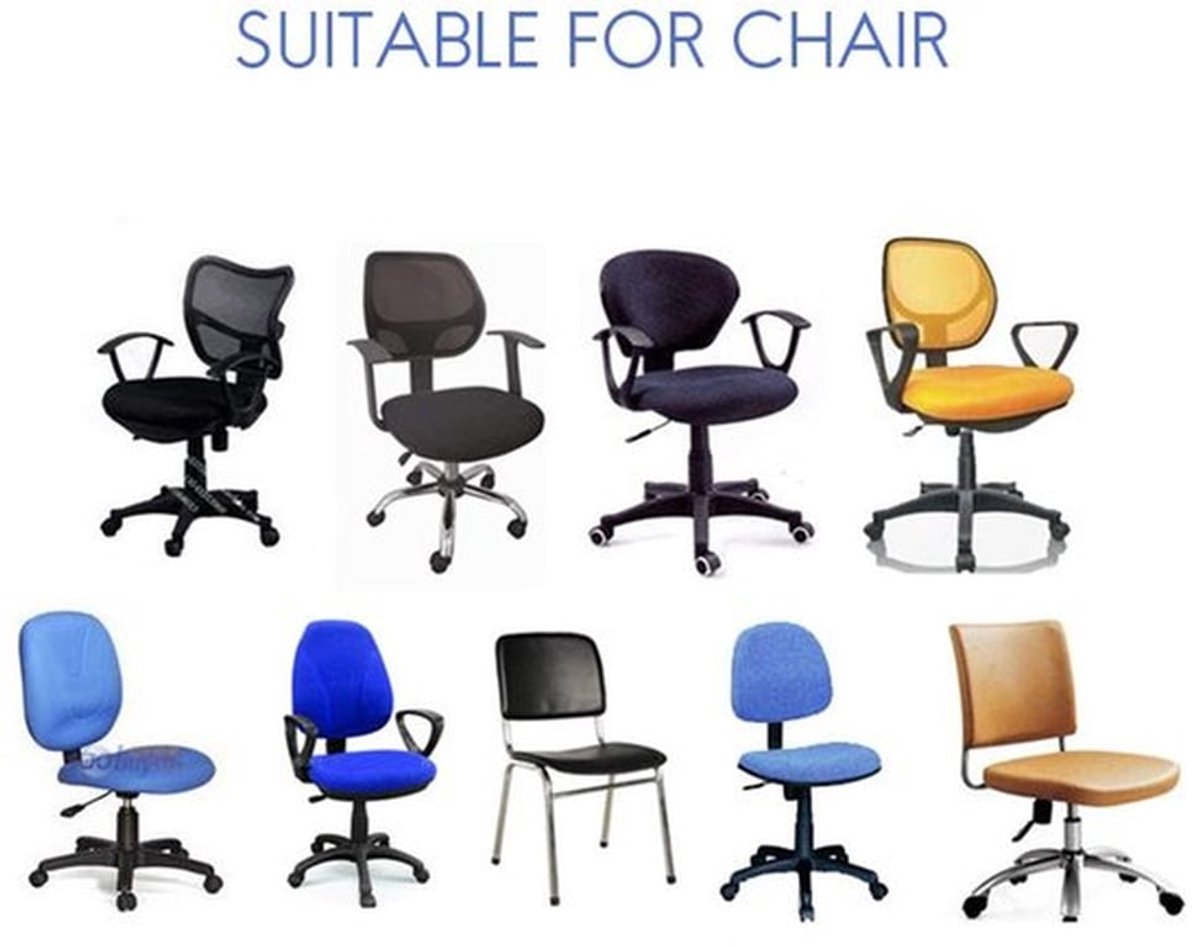 Stoelhoes Universeel - 2 Stuks - Beschermende Stretch - Verstelbaar - Geschikt voor Kantoorstoelen - Materiaal: 92% Polyester - Afmetingen: Rugleuning 37-50cm, Zitting 38-52cm - Stoelcover